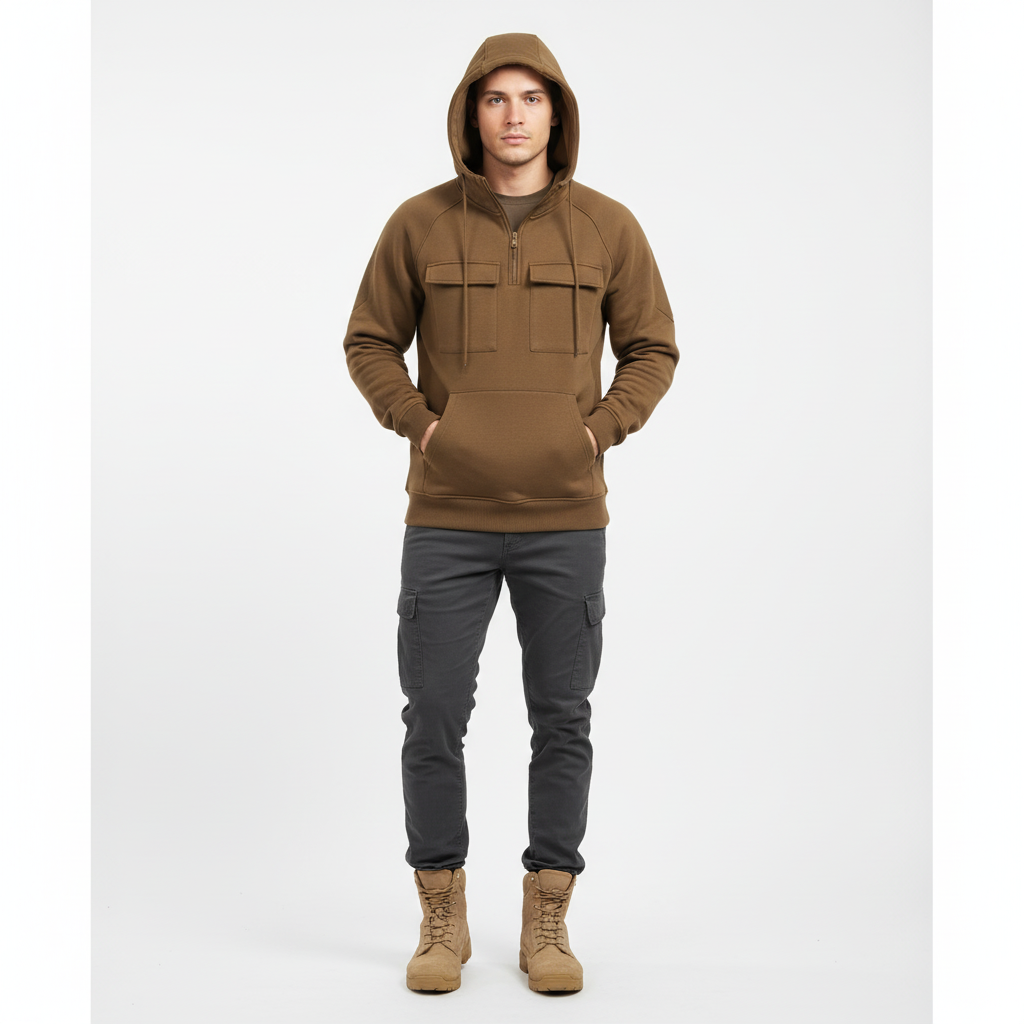 HEAVENWEAR White Zip-Up Hoodie with Utility Pockets – Urban Streetwear