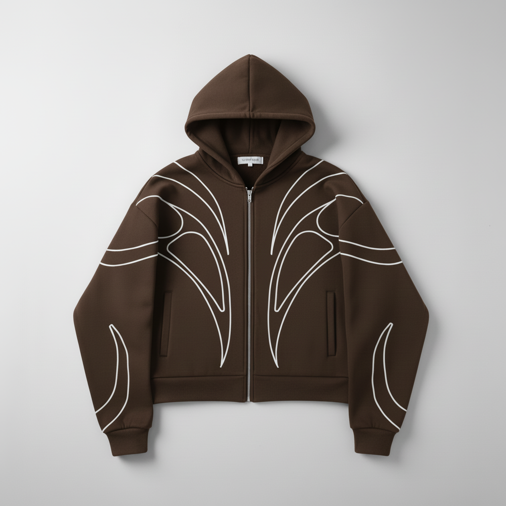 HEAVENWEAR Green Zip-Up Hoodie with Bold White Abstract Design